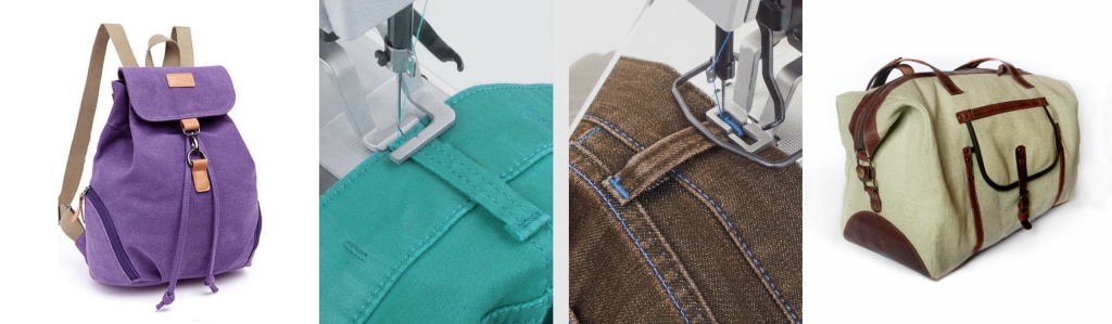 Обработка джинс и сумок на закрепочной машинке